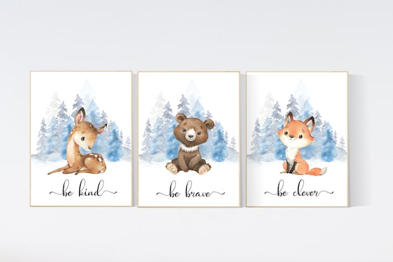 Nursery decor woodland, Woodland Nursery Wall Art, Woodland Print Set, animal prints, Woodland Animal Prints, gender neutral nursery