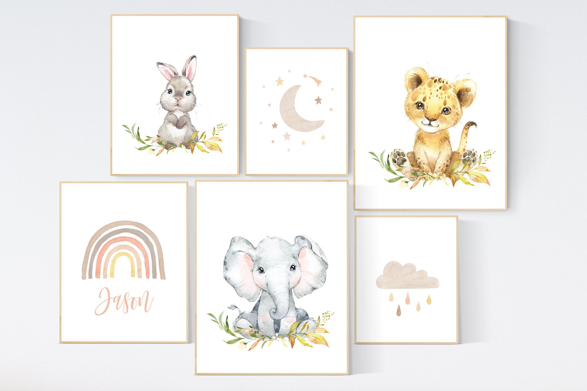 nursery decor neutral, animal prints, gender neutral, earth colors