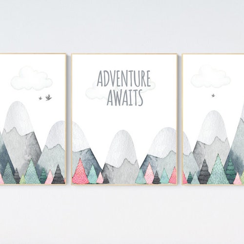 Nursery Decor Girl Mountain Adventure Nursery Adventure Etsy