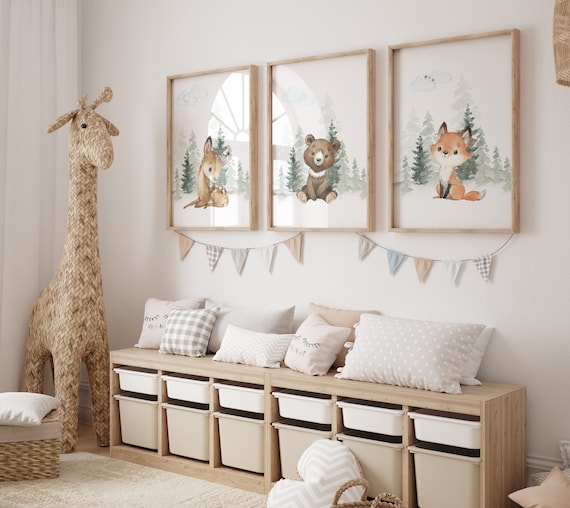 Nursery decor woodland, Woodland Nursery Wall Art, Woodland Print Set, animal prints, Woodland Animal Prints, gender neutral nursery