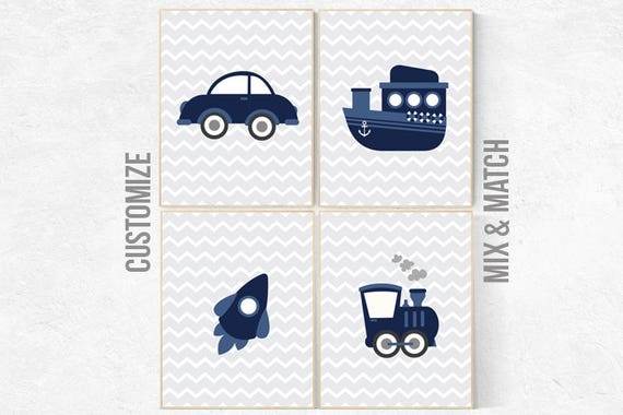 Transportation decor, nursery prints boy, Nursery decor boy, navy nursery decor, baby room decor boy, transportation decor boys room, travel