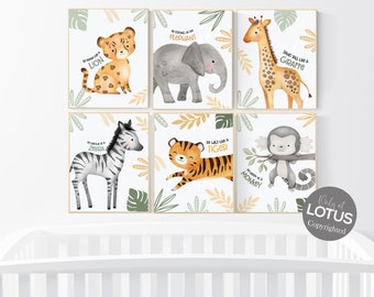 Láminas de animales de safari para habitación infantil: arte bohemio para la pared de la habitación del bebé