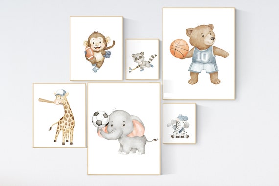 Sports nursery decor, Baby Animals Sport, Baby boy sports nursery, Safari nursery decor, football nursery, baseball nursery, golf nursery