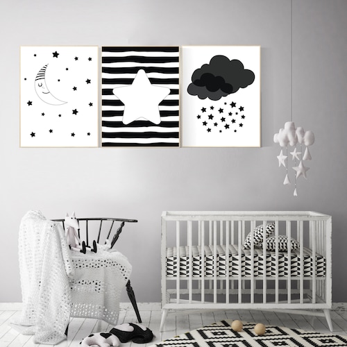 Nursery Wall Art Black and White Gray Nursery Nursery Decor Etsy