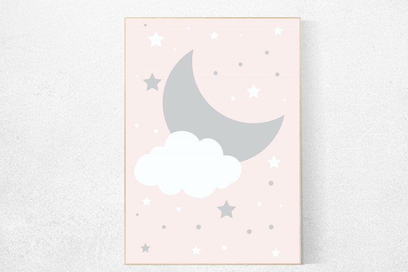 Pink nursery art, nursery wall art, powder pink, baby girl nursery wall