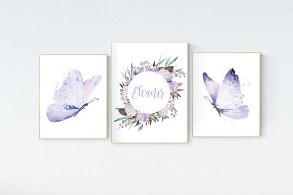 Nursery decor girl butterfly, nursery decor purple, nursery decor girl lilac, Butterfly Nursery Art, Girl Nursery Art, Butterfly Wall Art