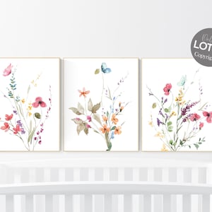 Wildflower Nursery Decor, Boho Nursery wall art, Floral Nursery, Girl Nursery Decor, vintage flower nursery, Botanical Print, home decor