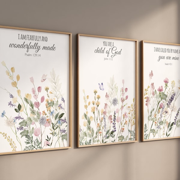 Boho Nursery wall art, Wildflower Nursery Decor, Floral Nursery, Girl Nursery Decor, vintage flower nursery, bible verse, christian wall art