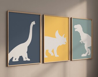 Dinosaur Prints for boys room, T-Rex Print, Triceratops Print, Brachiosaurus print, Dinosaur Wall art, Boy nursery decor, boys room wall art