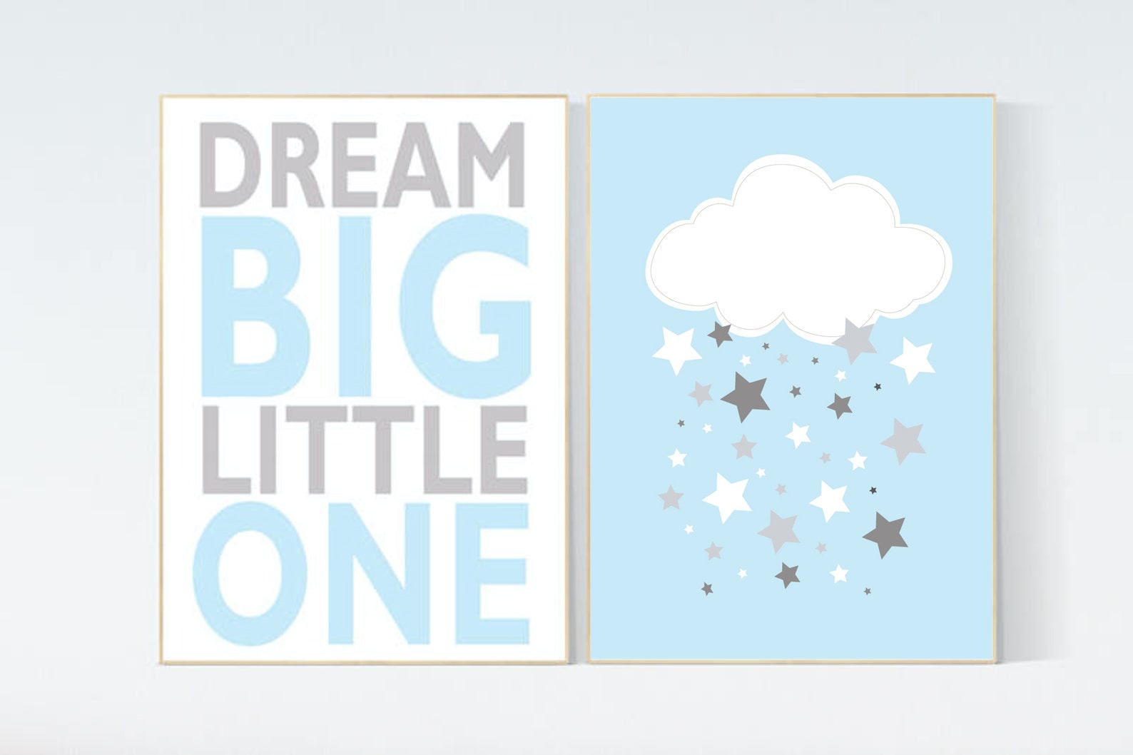 Blue nursery decor, Dream Big Little One Art Print, baby boy nursery