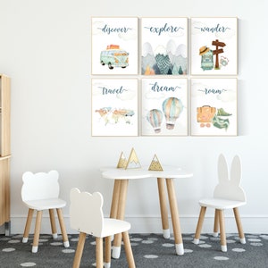 Travel nursery print, Explore nursery wall art, Baby boy nursery, Adventure Set of 6 prints, Camping Prints, Adventure Nursery Decor image 4