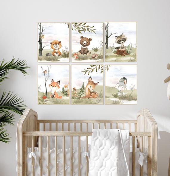 Woodland nursery decor, animals prints, woodland themed nursery, nursery art woodland, nursery prints gender neutral, woodland nursery ideas