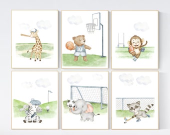 Sports nursery decor, Baby Animals Sport, Baby boy sports nursery, Safari nursery decor, football nursery, baseball nursery, golf nursery