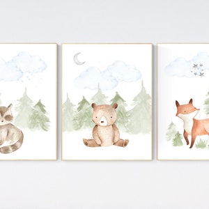 Nursery decor woodland, Woodland Nursery Wall Art, Woodland Print Set, animal prints, Woodland Animal Prints, gender neutral nursery
