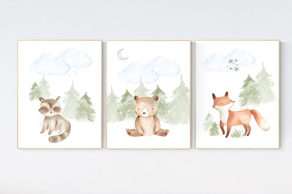 Nursery decor woodland, Woodland Nursery Wall Art, Woodland Print Set, animal prints, Woodland Animal Prints, gender neutral nursery