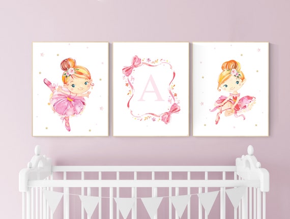 Ballerina nursery wall art, ballerina prints for nursery, baby girl nursery printsl, girl room wall prints, girls room wall decor, ballerina