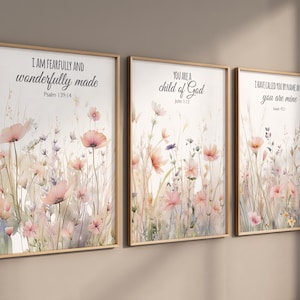 Wildflower Nursery Print: Boho Floral Decor, Bible Verse Art