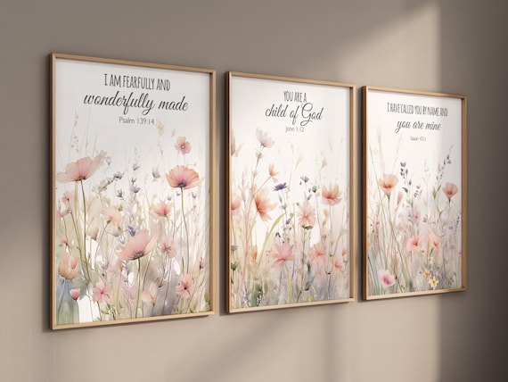 Boho Nursery wall art, Wildflower Nursery Decor, Floral Nursery, Girl Nursery Decor, vintage flower nursery, bible verse, christian wall art