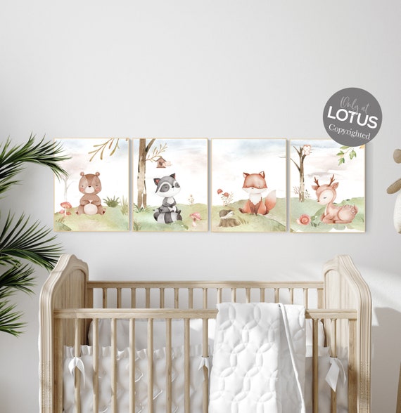 Woodland animal prints, jungle animals, nursery decor animals, woodland nursery decor, nursery art woodland, nursery prints gender neutral