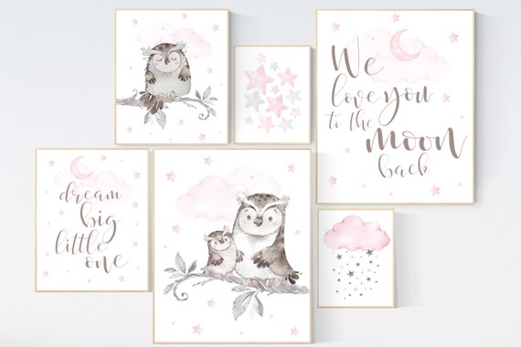 Owl Nursery Decor girl, owl print nursery, Baby girl room, nursery wall art owl, Owl wall art print, Owl nursery poster, Owl Art Print