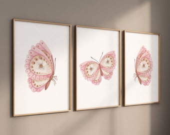 Nursery prints girl butterfly, light pink nursery, Butterfly Nursery Art, Girl Nursery Art, Butterfly Nursery for Baby Girl, Butterfly Art