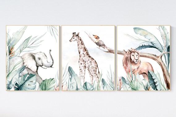 Nursery decor animals, animal prints, jungle animals, gender neutral, nursery wall decor, Woodland Nursery Wall Art, animal nursery art