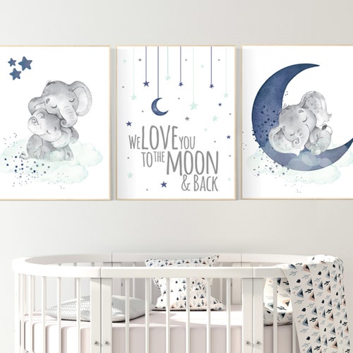 Elephant Nursery Navy and Mint Nursery Decor Navy Mint - Etsy