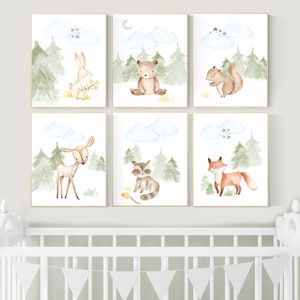 Woodland nursery decor, animals prints, woodland themed nursery, nursery art woodland, nursery prints gender neutral, woodland nursery ideas