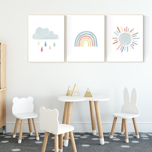 Nursery prints rainbow, Nursery decor gender neutral, nursery wall art boy, moon star, cloud, nursery wall art neutral nursery print