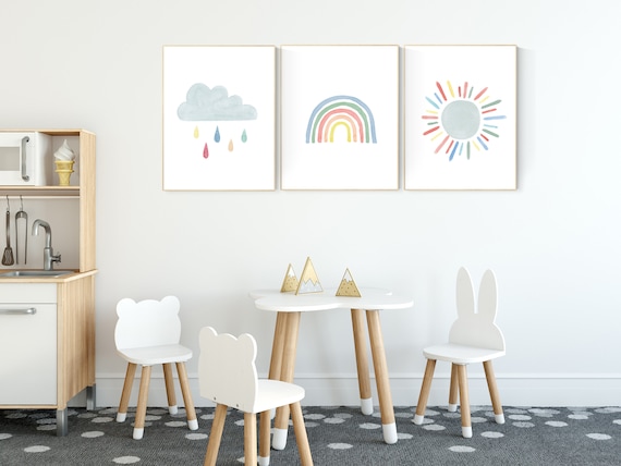 Nursery prints rainbow, Nursery decor gender neutral, nursery wall art boy, moon star, cloud, nursery wall art neutral nursery print