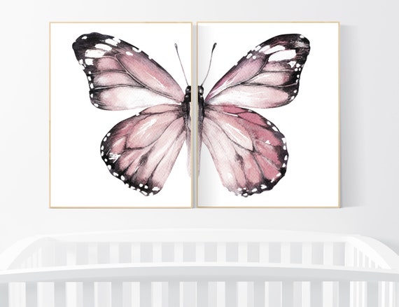 Butterfly Nursery Art, Nursery wall art girl butterfly, pink nursery art, Butterfly Wall Decor, Blush Pink Nursery Art, Butterfly Nursery