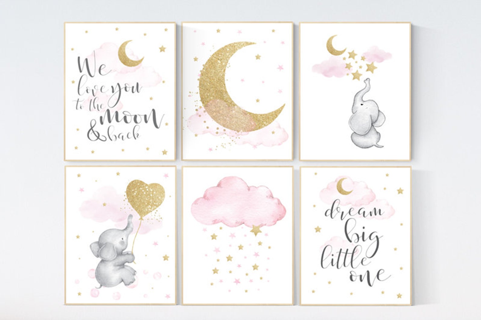 Pink Gold Nursery Girl Room Wall Art Baby Nursery Wall Art - Etsy