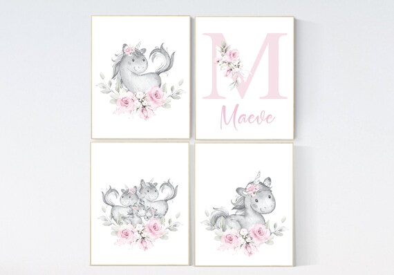 Nursery decor girl pink, unicorn nursery, nursery decor girl floral, pink nursery decor, unicorn nursery, unicorn decor, girl room