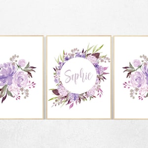 Purple flower nursery decor, Nursery decor girl purple, nursery decor girl flower, lavender nursery, lilac nursery, girls room decor purple
