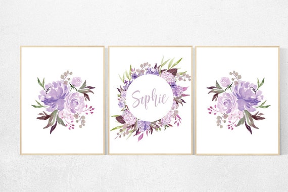 Purple flower nursery decor, Nursery decor girl purple, nursery decor girl flower, lavender nursery, lilac nursery, girls room decor purple