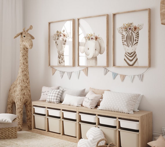 Boho Nursery, Wildflower Nursery Decor, woodland nursery, Floral Nursery, elephant nursery, animal prints, vintage flower, Botanical Print