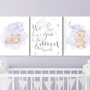 lilac nursery, girl nursery decor, Nursery decor girl purple, Bear nursery, purple nursery, lavender nursery, teddy bear, girls room decor