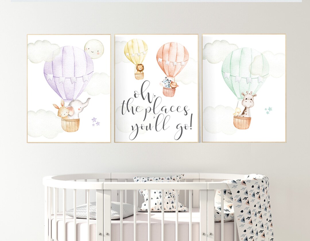 Animal Hot Air Balloon Nursery Print: Gender Neutral Decor - Etsy