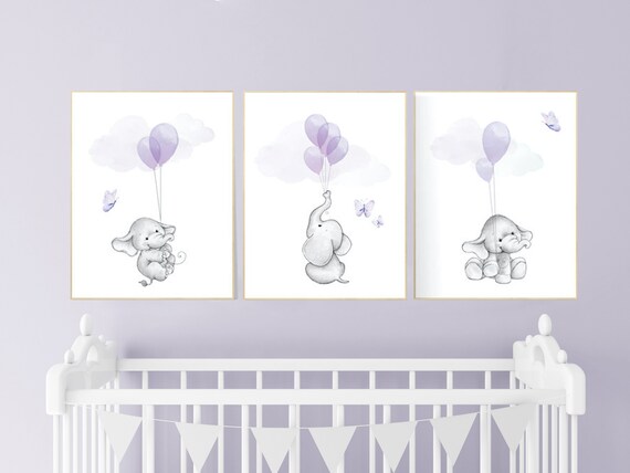 purple elephant nursery decor