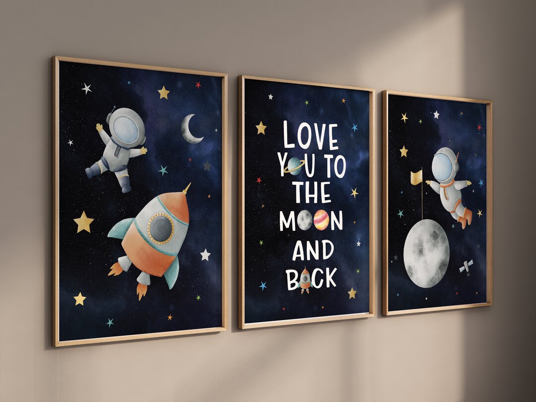 Space Nursery Prints: Astronaut, Rocket, Planets Wall Art Set - Etsy