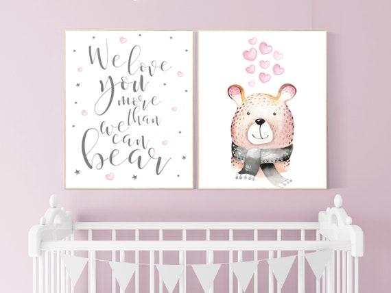 We love you more than we can bear, nursery decor bear, bear nursery print, i love you more than i can bear, animals, nursery quote print