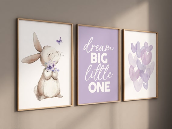 Bunny nursery, heart print, you are so loved, Girl bedroom art, name print, girls room decor, purple nursery, lilac nursery, girl nursery