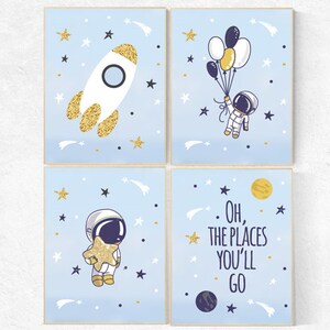 Nursery decor boy space, blue nursery, space themed nursery, Space nursery wall art, boys nursery ideas, planets, rocket, moon, astronauts