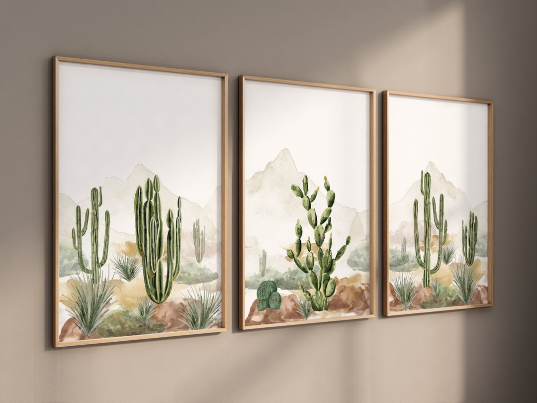 Cactus Nursery Prints: Boho Desert Wall Art, Set of 3 - Etsy