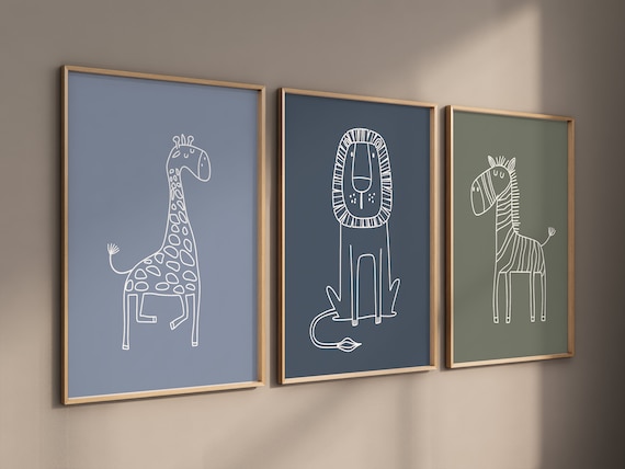 Safari Nursery Wall Prints, Boho Nursery Prints, jungle animals, Sage Green Nursery Art, animal Nursery Decor, animal prints