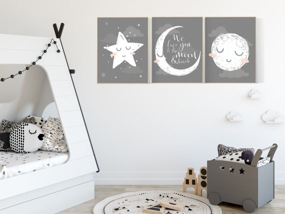 Moon Design Grey Color Cartoon Print Baby Nest - New Comers