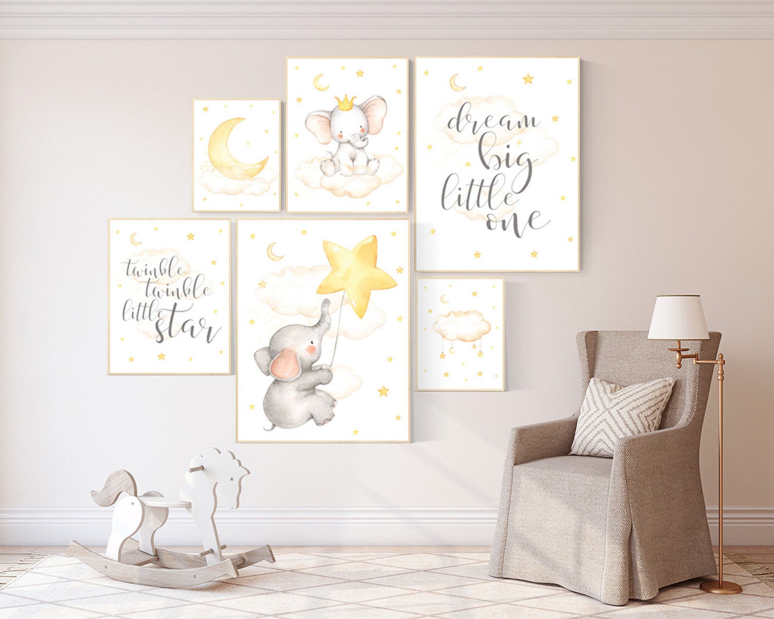 Nursery Decor Elephant Nursery Wall Art Neutral Dream Big - Etsy