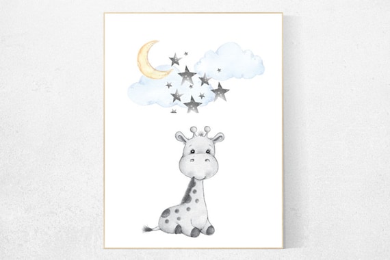 Nursery decor animals, Woodland animals nursery decor, giraffe nursery art, nursery decor giraffe, nursery decor neutral, gender neutral