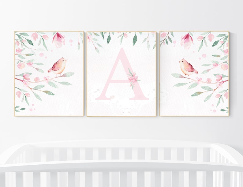 Baby Girl Wall Decor Girl Nursery Decor Bird Nursery Wall Etsy