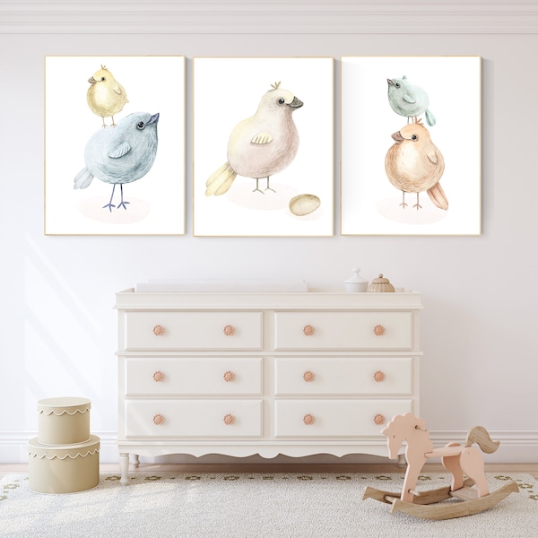 Nursery decor bird, gender neutral nursery, Nursery wall art birds, bird nursery wall decor, neutral colors, earth colors, nursery prints